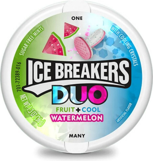 Леденцы со вкусом арбуза и мяты «DUO Watermelon cool» | Ice Breakers