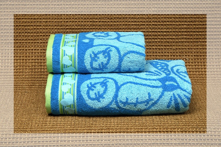 Детское полотенце махровое пестротканое "Amico Mio" (Cleanelly, 50х70, цвет голубой) | Amico Mio | ДМ Текстиль