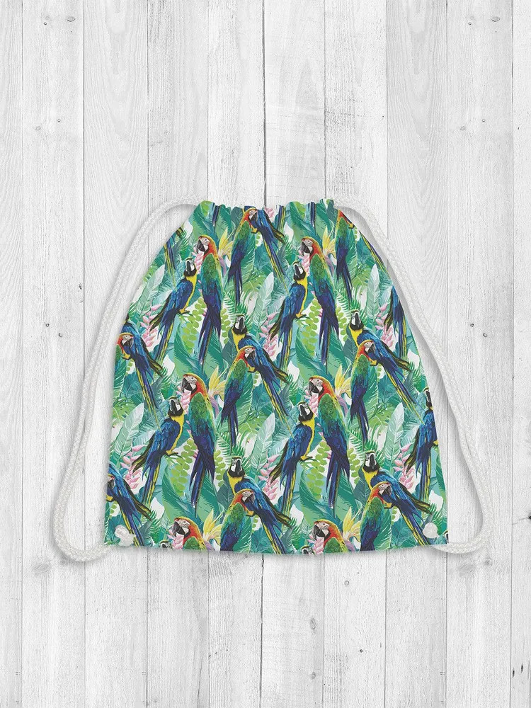 Сумка-мешок для обуви | Яркие попугаи | JoyArty