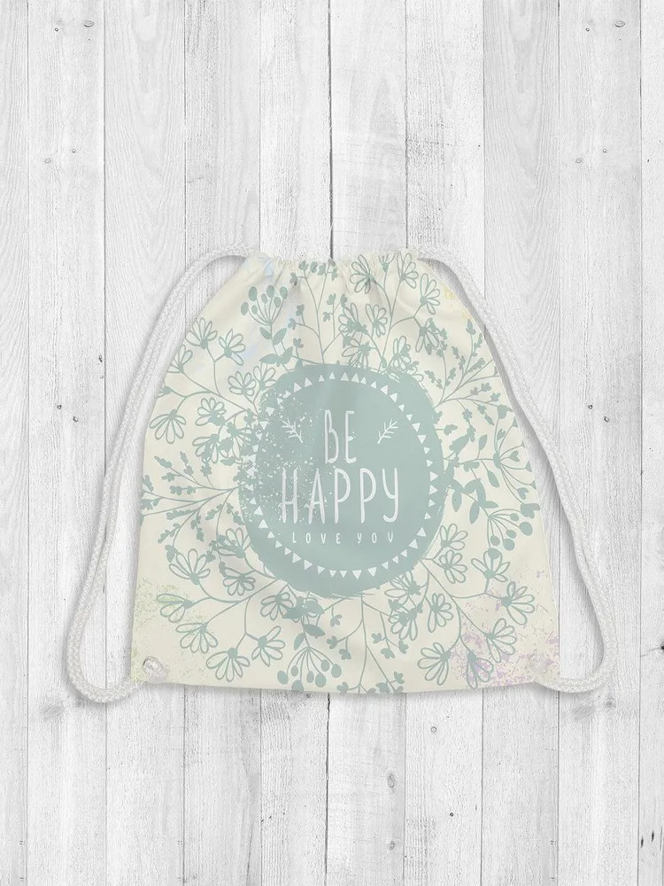 Сумка-мешок для обуви | Будь счастлив | JoyArty