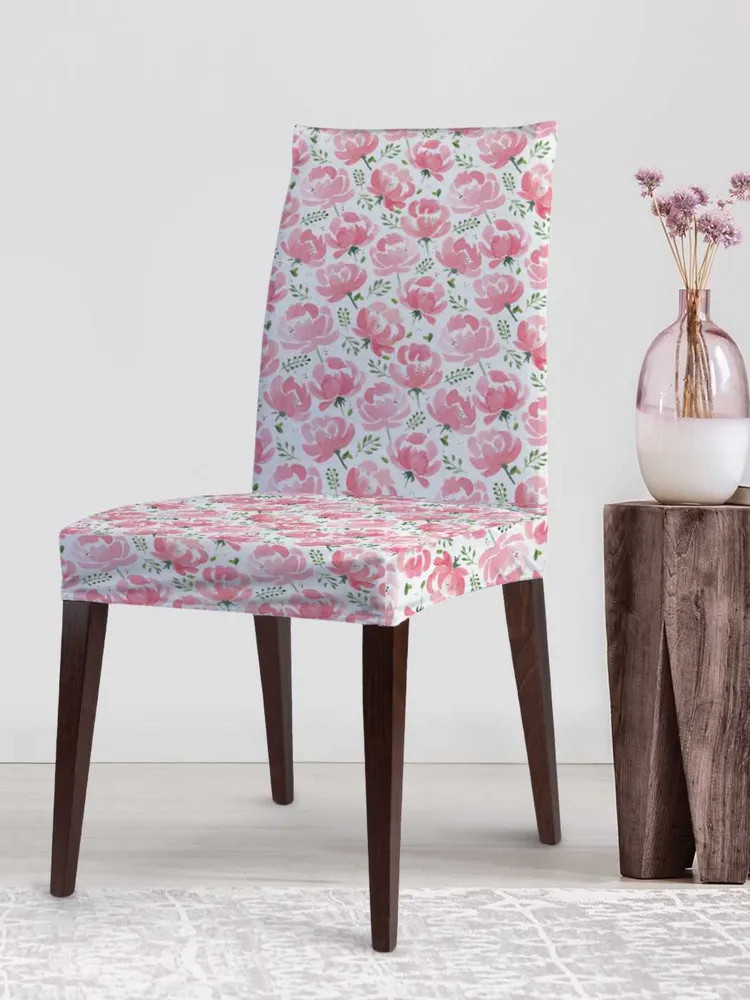 Чехол на стул «Розовый цветочный узор» | Розовый цветочный узор | JoyArty