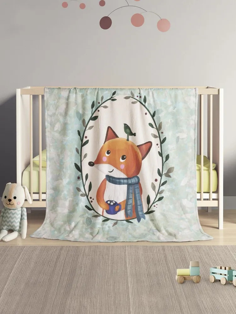 Плед | Лис и птичка | JoyArty