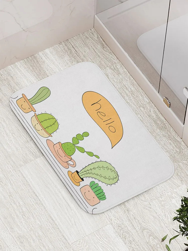 Коврик для ванной комнаты противоскользящий «Кактусовое приветствие» | Кактусовое приветствие | JoyArty