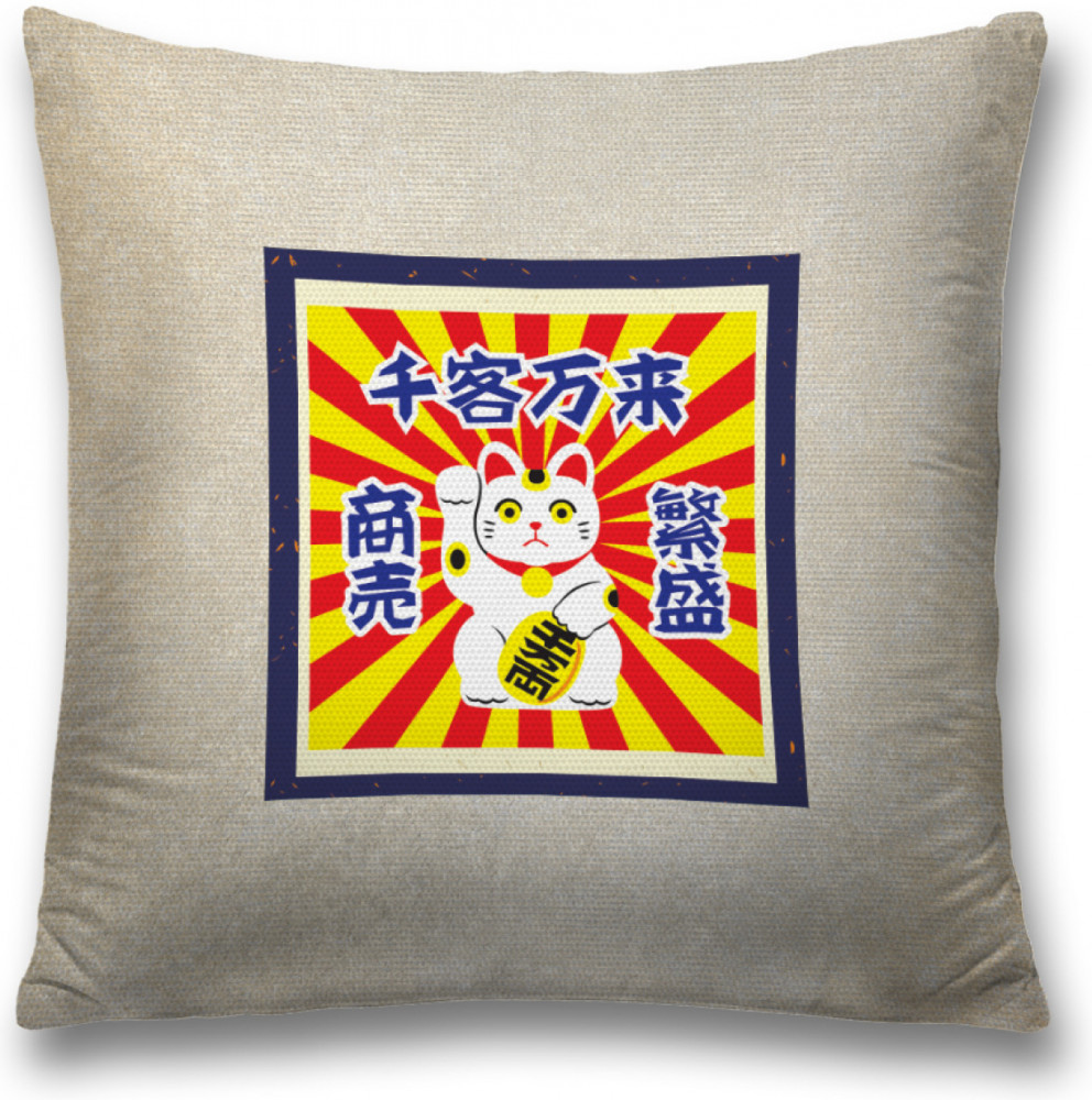 Наволочка декоративная «Эмблема манеки-неко» | Эмблема манеки-неко | JoyArty