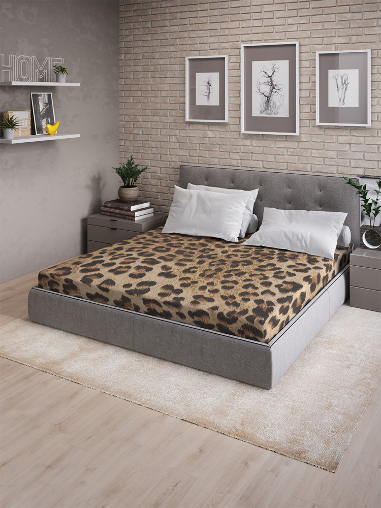 Простыня на резинке | Леопардовое окружение | Ambesonne