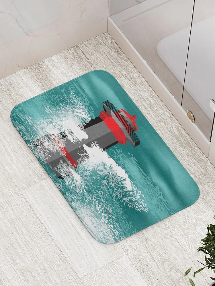 Коврик для ванной комнаты «Маяк в волнах» | Маяк в волнах | JoyArty