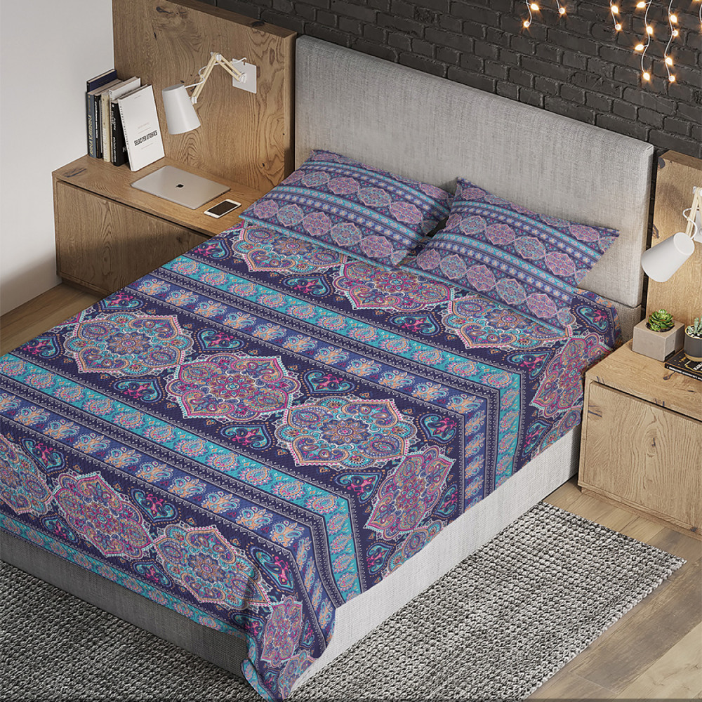 Покрывало стеганое с наволочками «Восточный узор» | Ambesonne