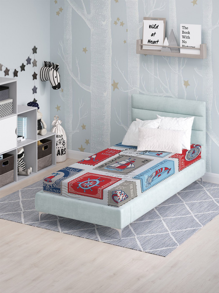 Простыня на резинке | Морские почтовые марки | Ambesonne