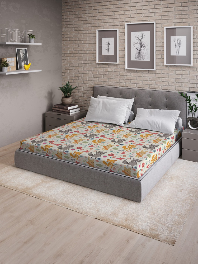 Простыня на резинке | Милые лесные звери | Ambesonne