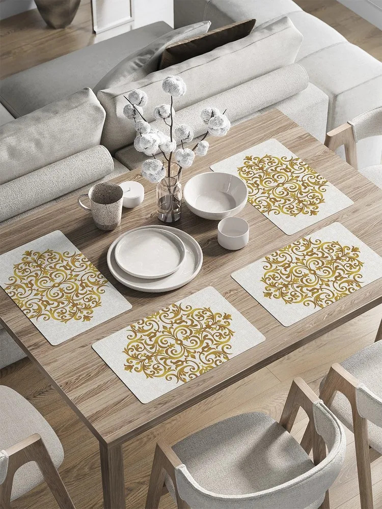 Набор салфеток сервировочных «Золотой дамасский узор» | Золотой дамасский узор | JoyArty