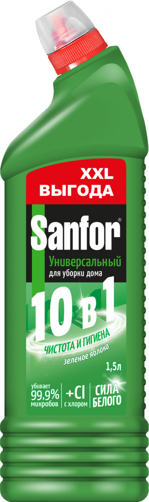 Средство для чистки и дезинфекции универсальное 10 в 1 «Зеленое яблоко» | Sanfor