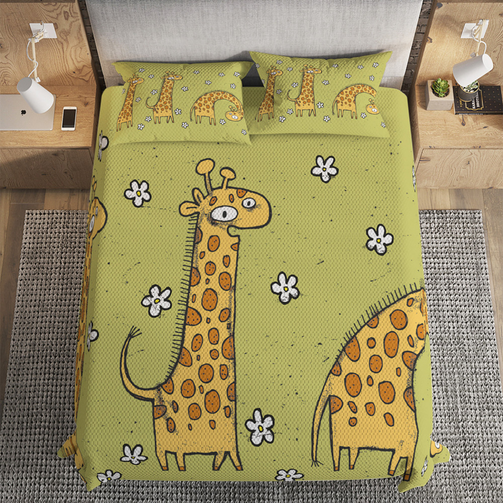 Набор из покрывала с наволочками «Три жирафа» | Три жирафа | Ambesonne