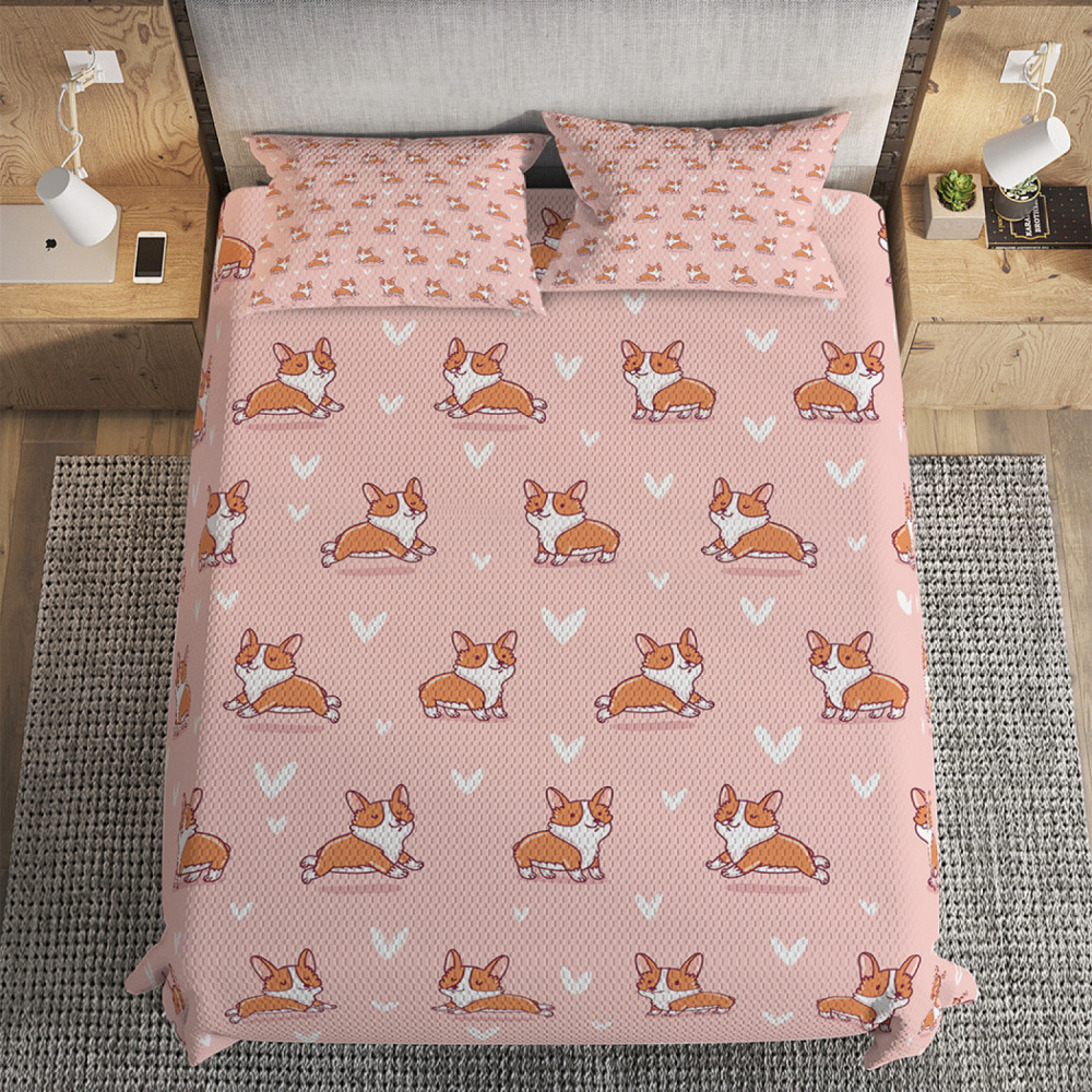 Набор из покрывала с наволочками «Корги королевы» | Корги королевы | Ambesonne