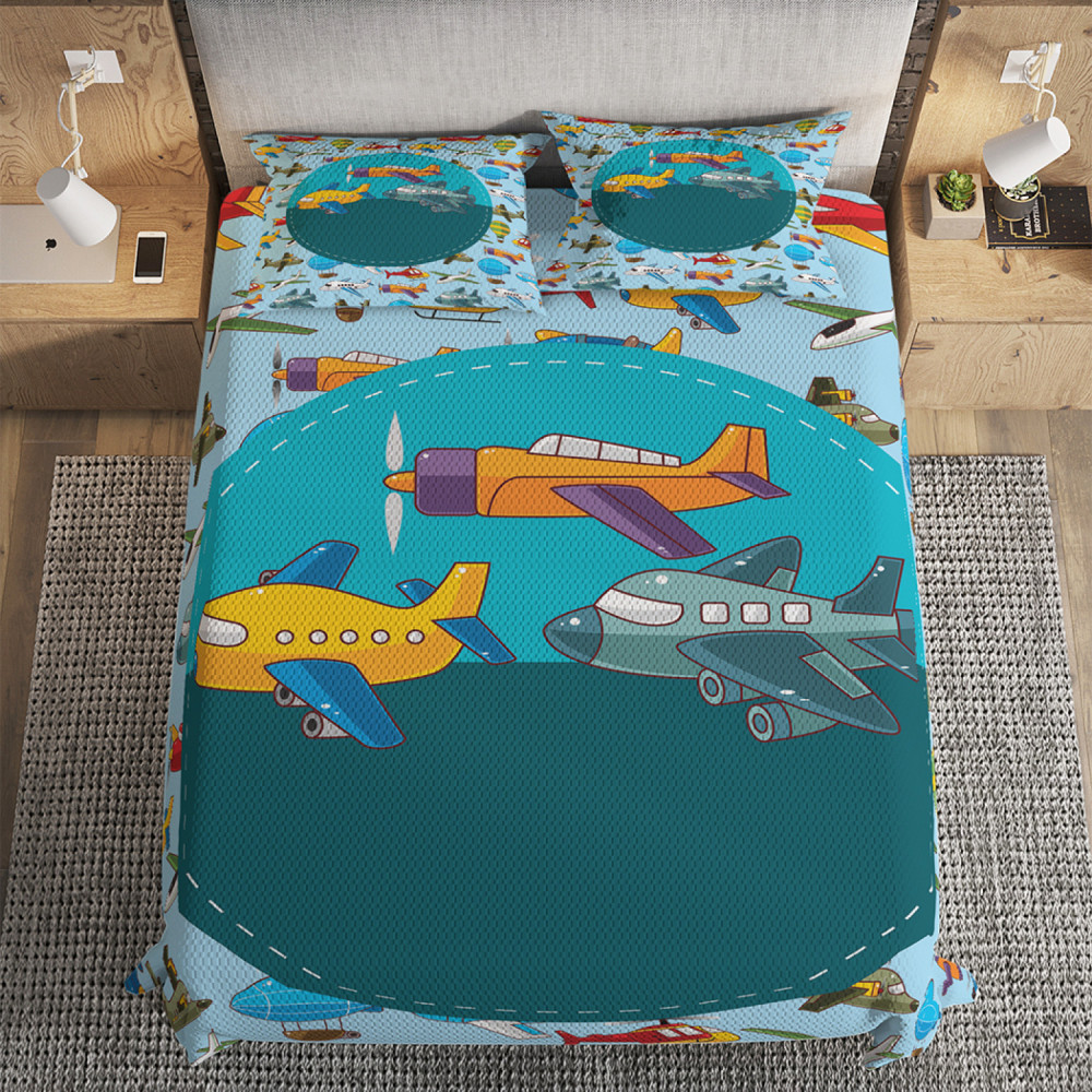 Набор из покрывала с наволочками «Воздушный транспорт» | Воздушный транспорт | Ambesonne