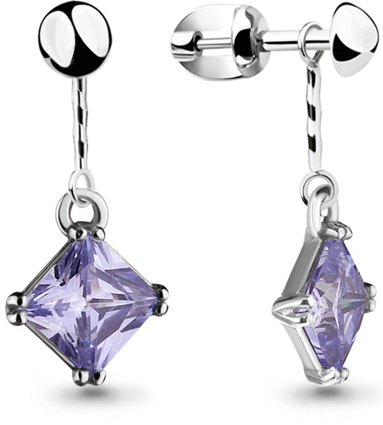 Серьги из серебра с фианитами | Aquamarine