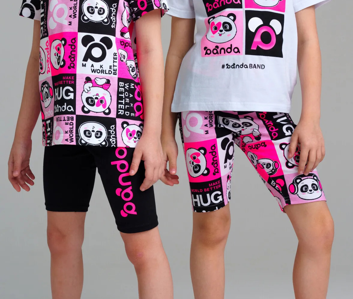 Комплект шорт-велосипедок для девочек | Panda band | PlayToday