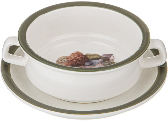 Бульонница с блюдцем