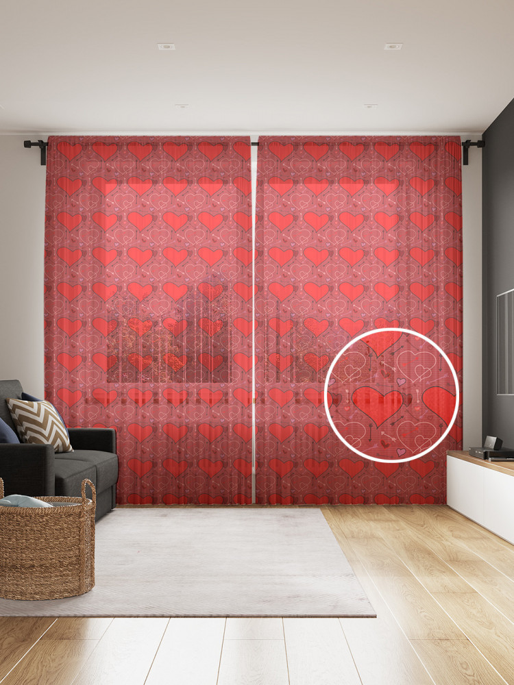 Комплект тюлей «Мозаика из сердец» | Мозаика из сердец | JoyArty