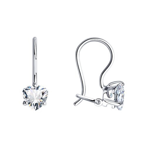 Серьги из серебра с фианитами