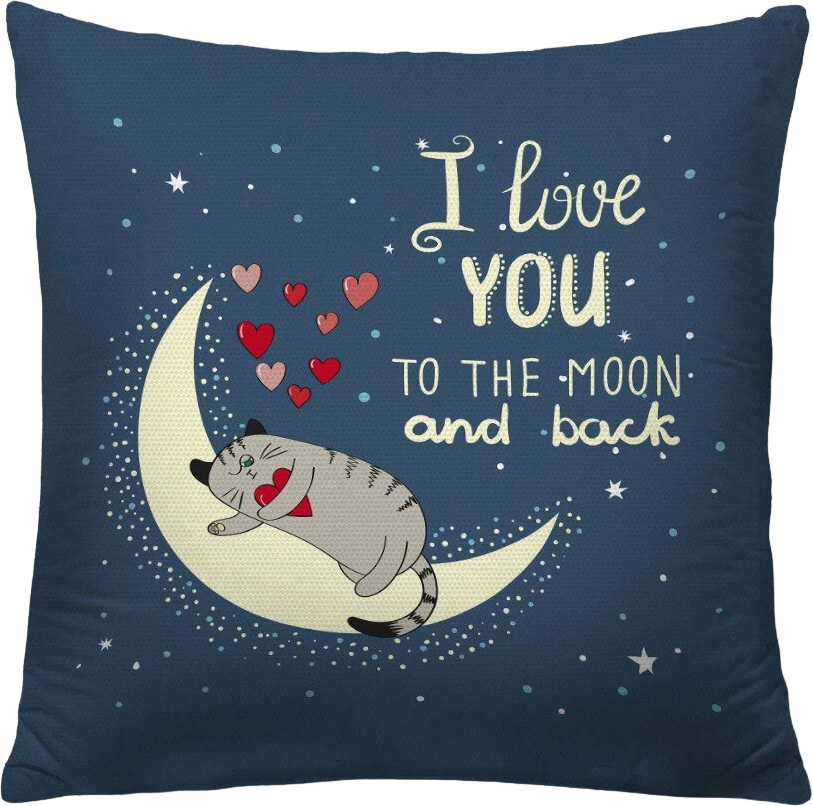 Наволочка декоративная «Валентинка с котиком» | JoyArty