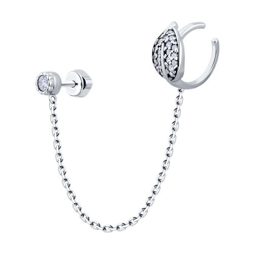 Серьга из серебра с фианитами