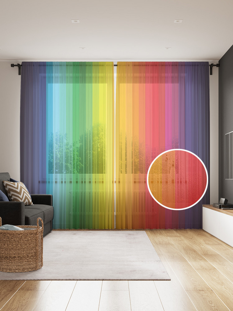 Комплект тюлей «Радужные полоски» | Радужные полоски | JoyArty