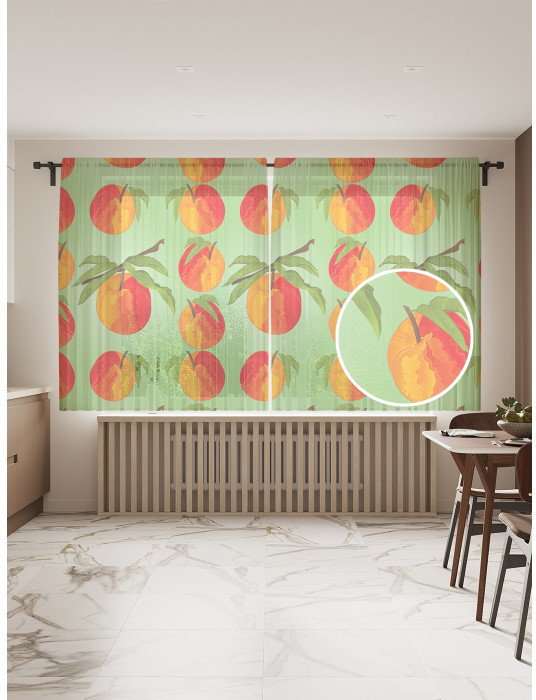 Комплект тюлей «Яблочный рисунок» | Яблочный рисунок | JoyArty