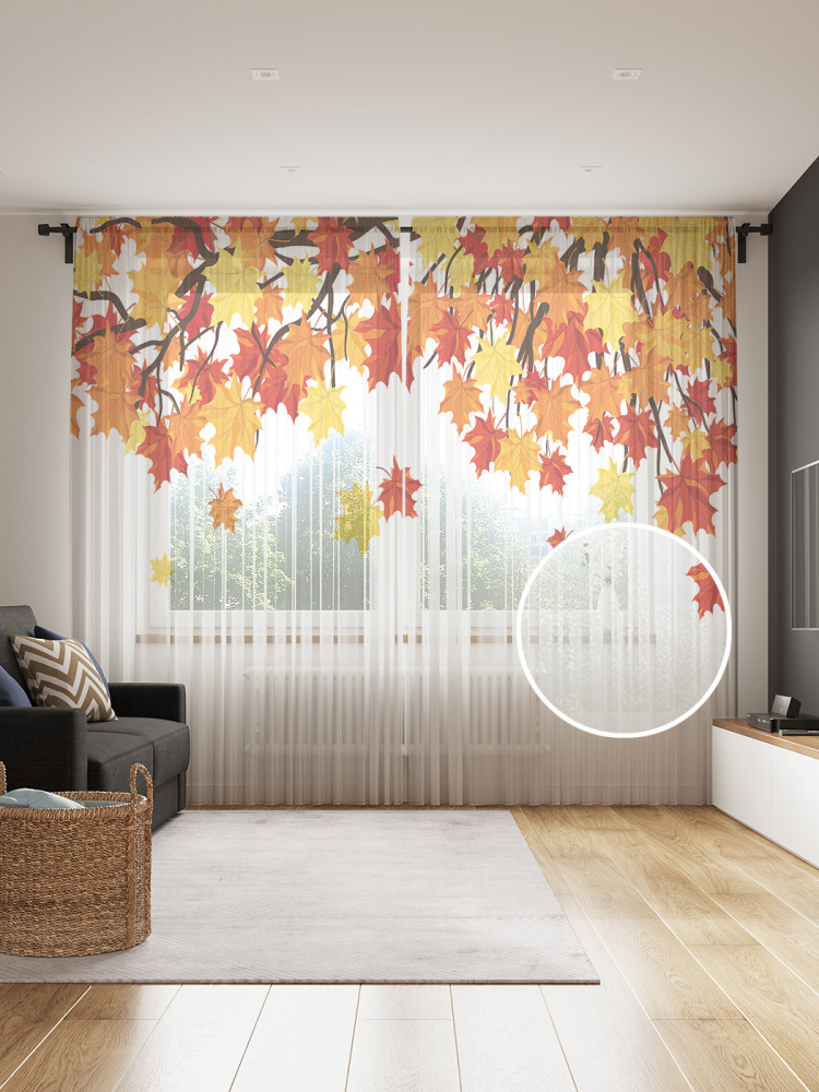 Комплект тюлей «Ветка клена» | Ветка клена | JoyArty