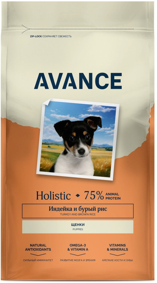 Корм сухой для щенков с индейкой и бурым рисом | Avance