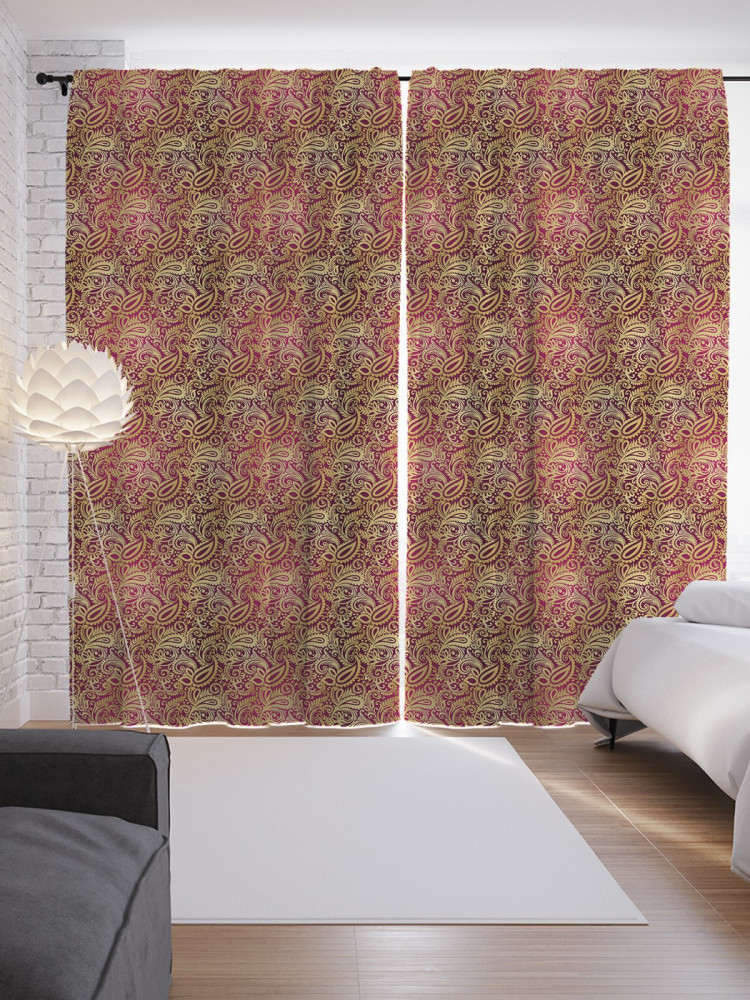 Комплект штор с фотопечатью «Растительные пейсли» | Растительные пейсли | JoyArty