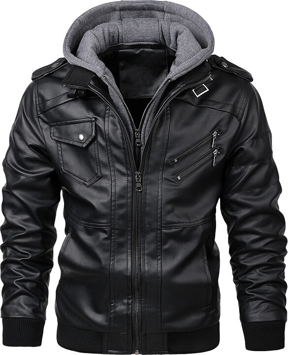 Куртка мужская из искусственной кожи с капюшоном | Космос