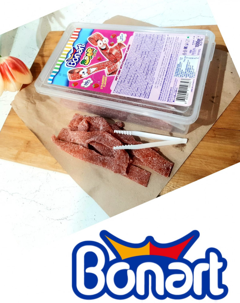 Мармелад кислые ремешки «Sour Belts» клубника, коробка