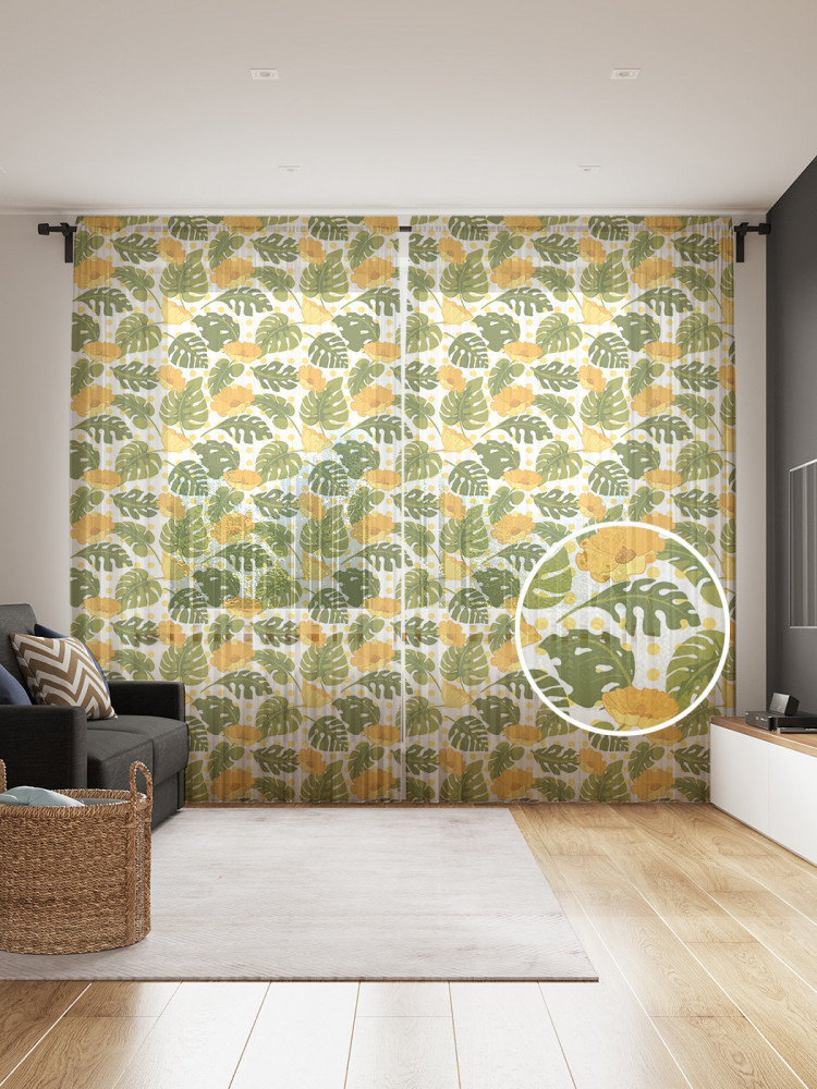 Комплект штор «Цветочные тропики» | Цветочные тропики | JoyArty