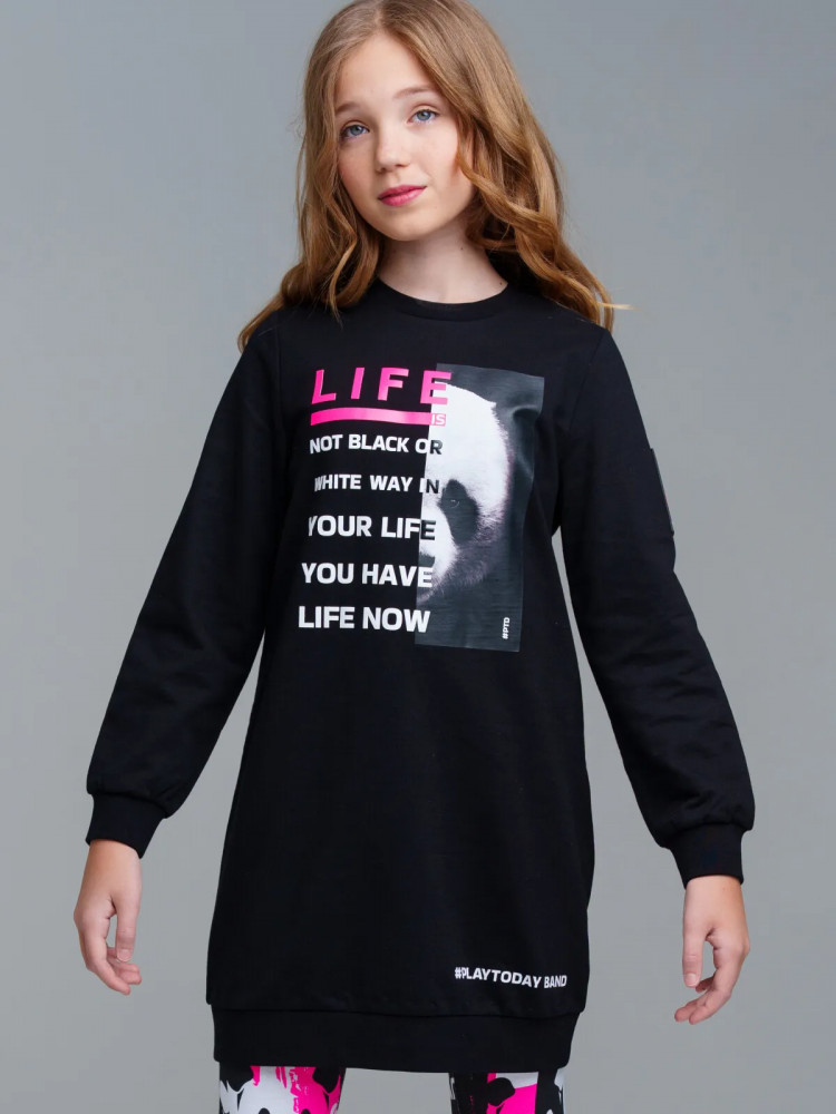 Платье-туника для девочек | Panda band | PlayToday