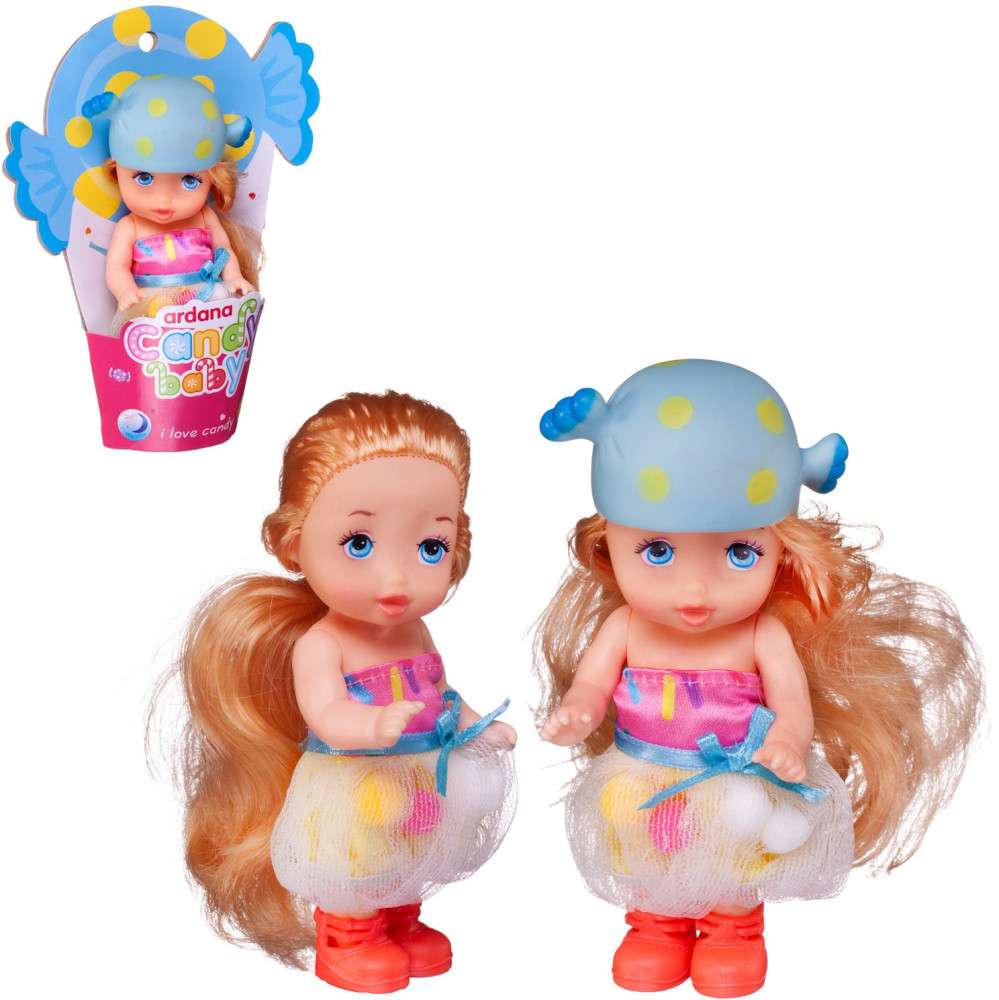 Кукла-мини «Baby Ardana блондинка в голубой шапочке-конфетке» | Вкусняшки | Junfa Toys