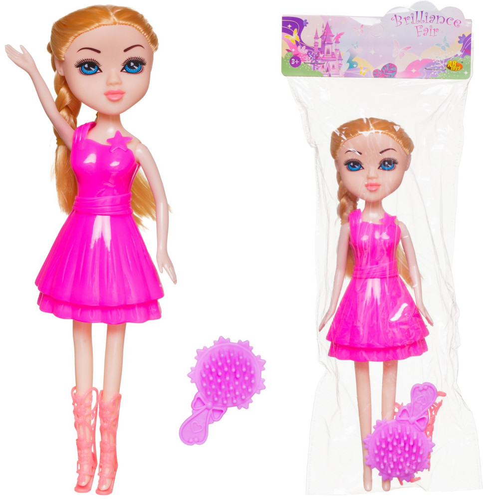 Кукла в ярко-розовом платье, в сапожках, с расческой | Brilliance Fair | ABtoys
