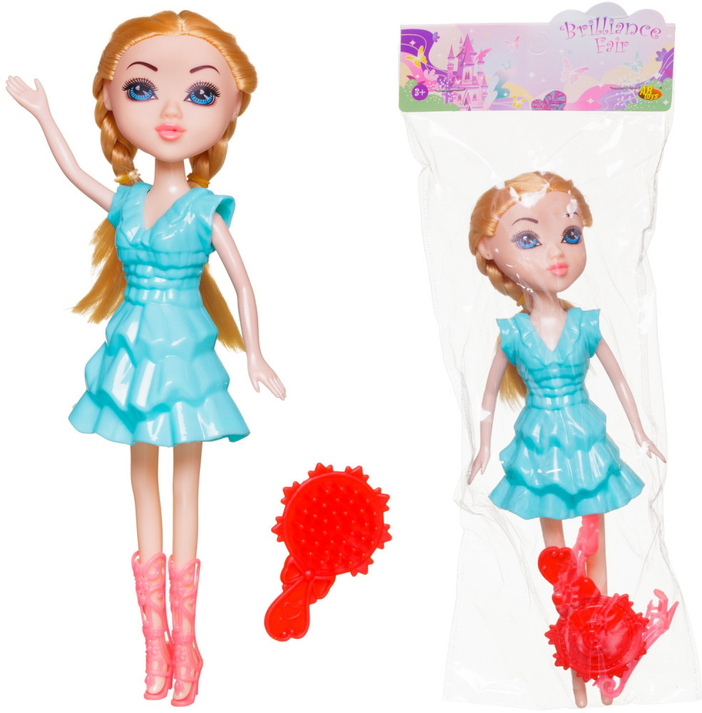 Кукла в бирюзовом платье, в сапожках, с расческой | Brilliance Fair | ABtoys