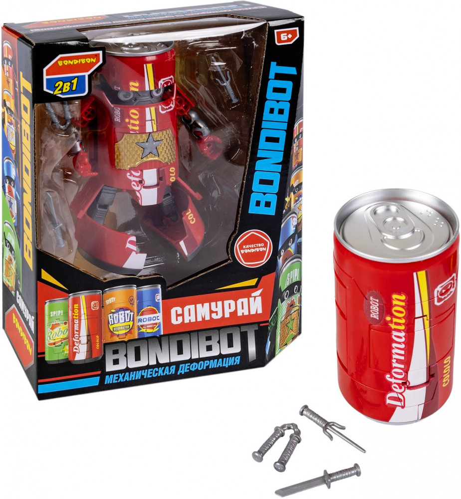 Трансформер «Банка-робот самурай с оружием» | Bondibot | Bondibon