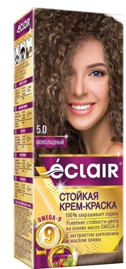 Стойкая крем-краска для волос «OMEGA-9» Шоколадный 5.0 | Eclair Cosmetic