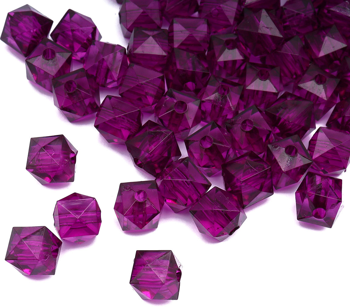 Набор бусин акриловых с огранкой куб, цвет фиолетовый | Astra&Craft