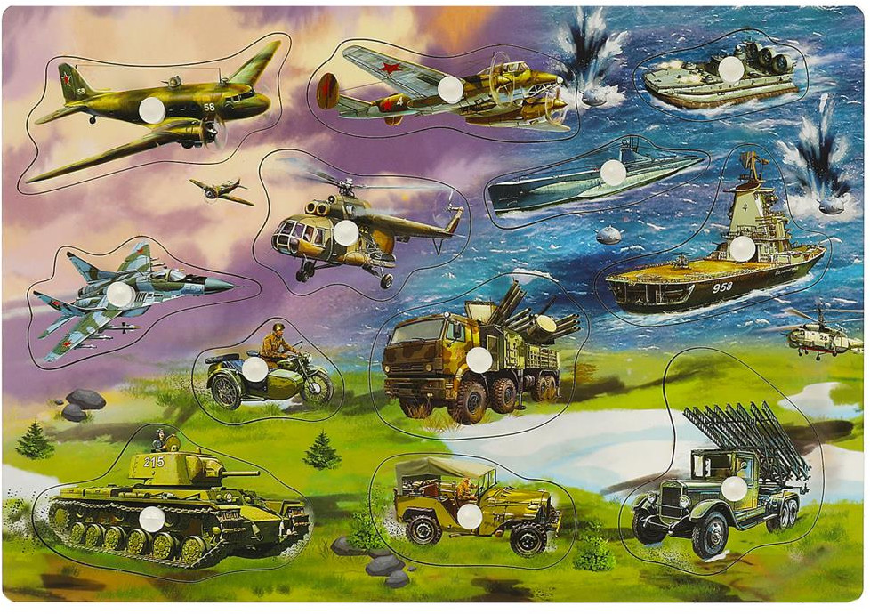 Рамка-вкладыш деревянная «Военная техника» | Буратино