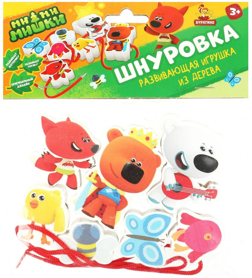 Шнуровка-бусы | Ми-ми-мишки | Буратино
