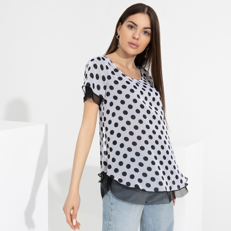 Блузка женская «Тандем, вайт горошек, нью» | Charutti