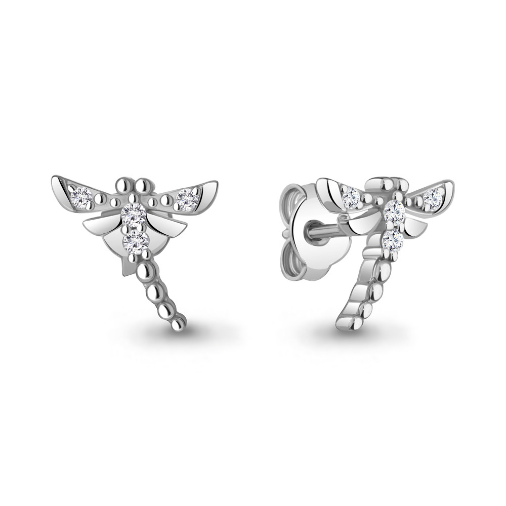 Серьги из серебра с фианитами | Aquamarine