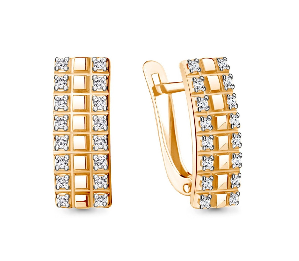 Серьги из золоченого серебра с фианитами | Aquamarine