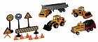 Набор детской строительной техники с дорожными знаками