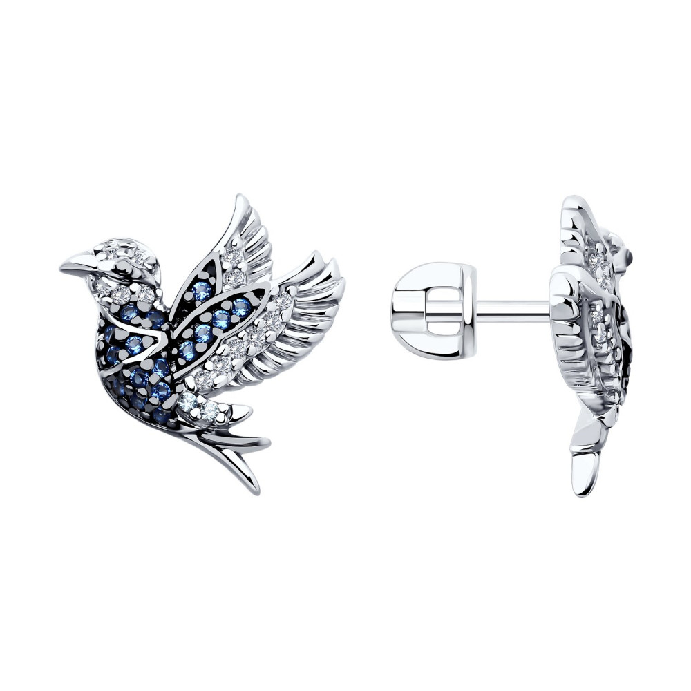 Серьги из серебра с фианитами | SOKOLOV