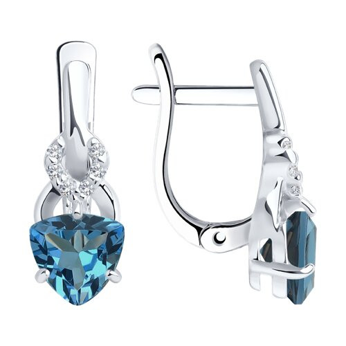 Серьги из серебра с лондон топазами и фианитами | SOKOLOV