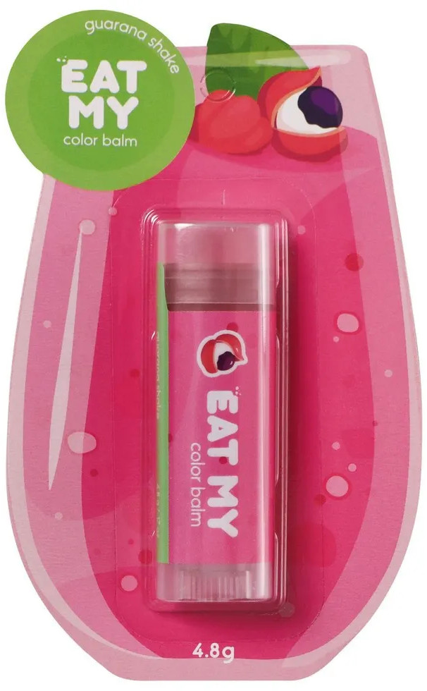 Бальзам оттеночный для губ «Шейк с гуараной», тон Прохладный светло-розовый | Smoothie | Eat my