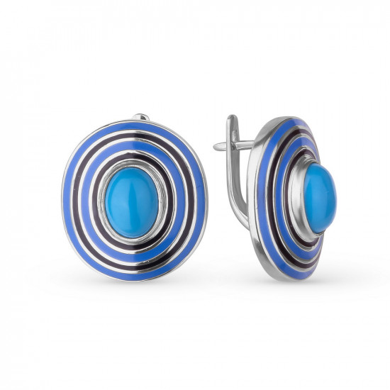 Серьги из серебра с бирюзой и эмалью